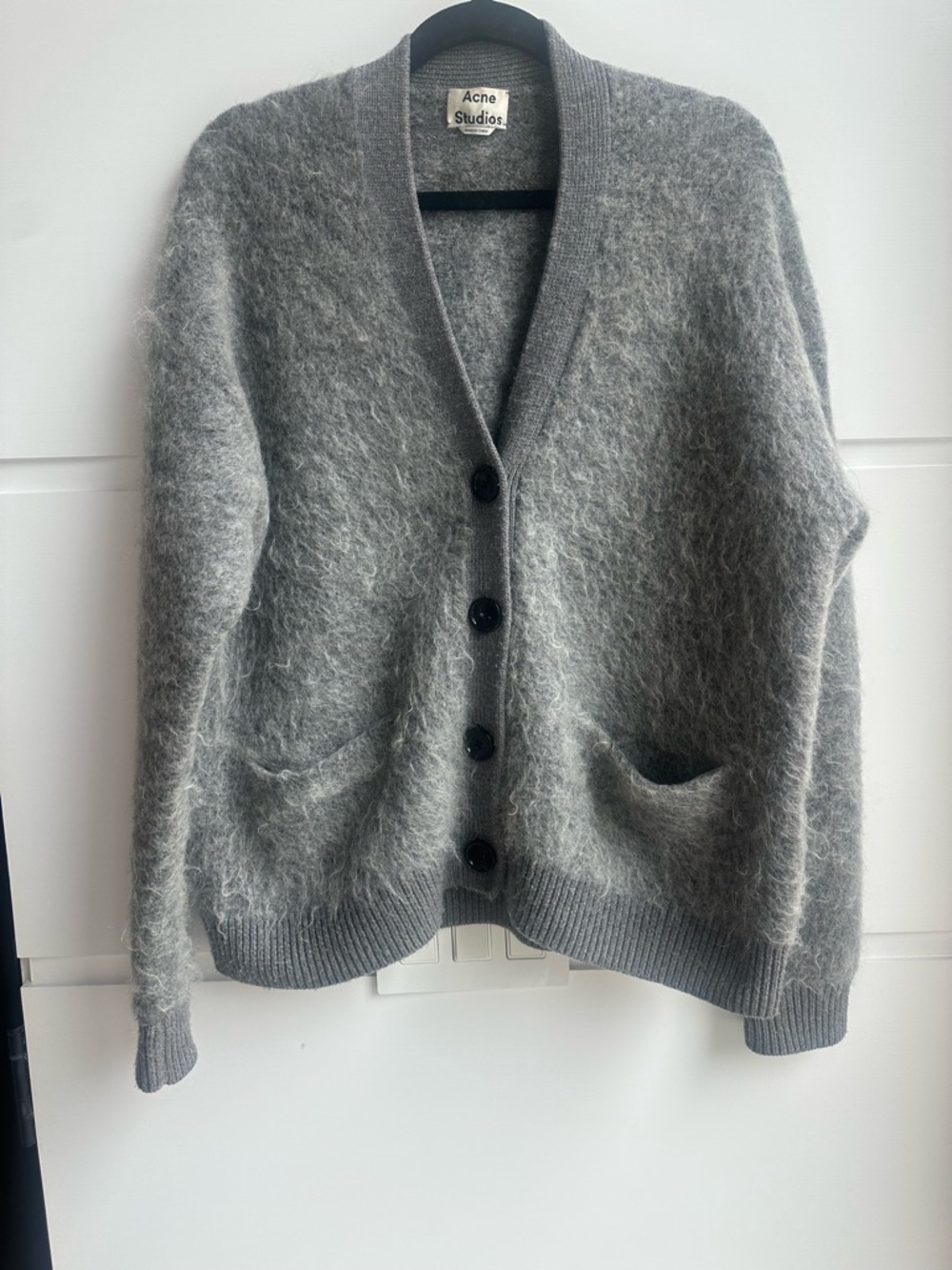 Acne Studio Gray oversized Mohair Button-Up Cardigan